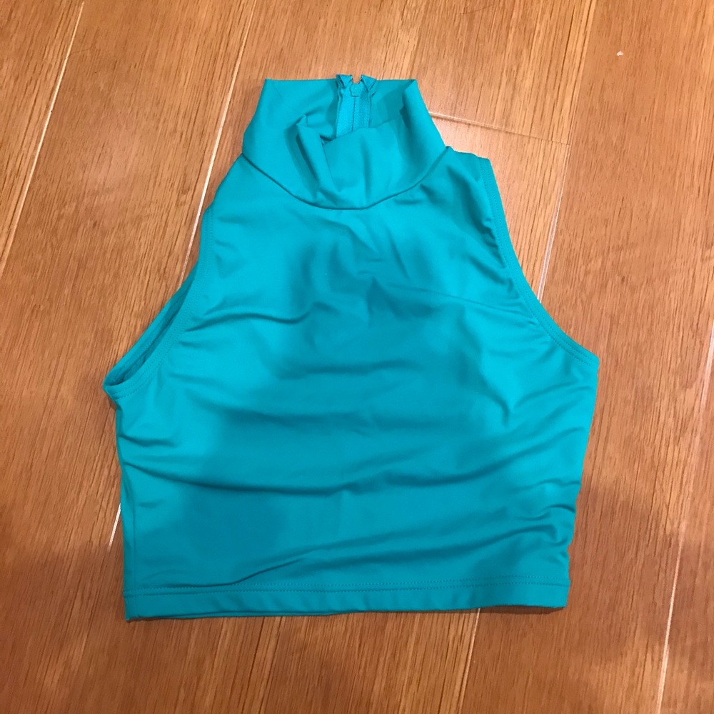 cute mockneck aqua top
